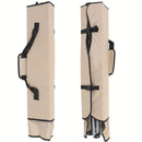 Silla Plegable Color Beige de 52x52x127cm con Portavasos y Techo Tela Oxford y Soportes de Acero. Ideal para camping, playera y jardín.