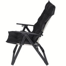Silla Reclinable Acolchada de Tela Teslin con Reposabrazos con Estructura de Acero 60x100x50 cm Color Negro. Ideal para playa, camping, excursión, picnic.
