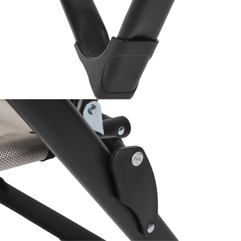 Silla Reclinable Acolchada de Tela Teslin con Reposabrazos con Estructura de Acero 60x100x50 cm Color Negro. Ideal para playa, camping, excursión, picnic.