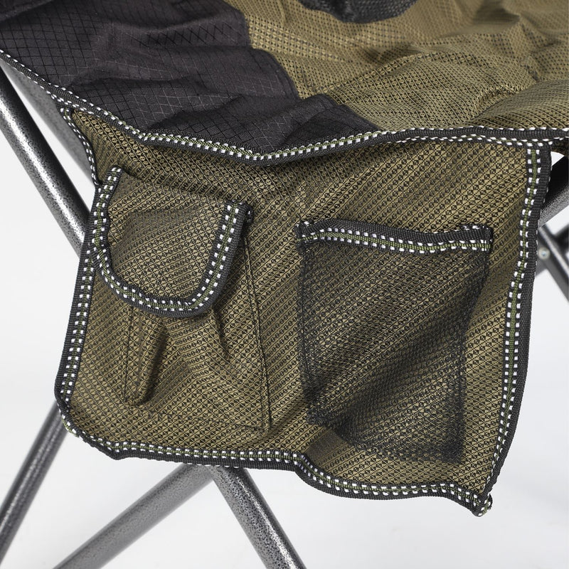 Silla Plegable Verde con Bolsillos, Portavasos y Acolchado Reforzada y Ergonómica 105x60x60cm Ideal para playa, camping, excursión, picnic.