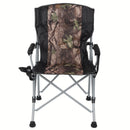 Silla Plegable Reforzada Camuflaje con Portaobjetos y Respaldo Acolchado Tela Oxford Ergonómica 60x55x92cm