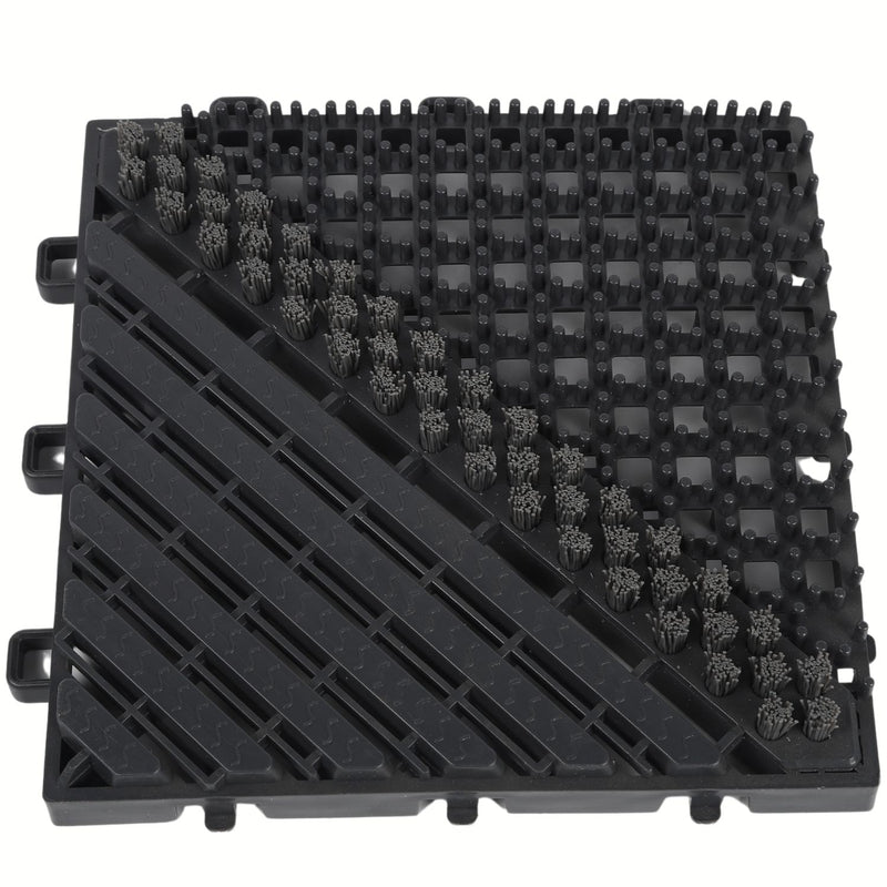 Alfombras comerciales de entrada para polvo Alfombrilla Modular Exterior  15x15cm con Cepillos de Limpieza y Sistema de Encaje Color Negro. ( parte central)