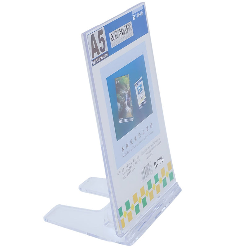Porta Tarjetas de Acrílico A5 Vertical 14.8x21cm Transparente para Precios, Letreros o Menús de Mostrador. Porta Letrero.
