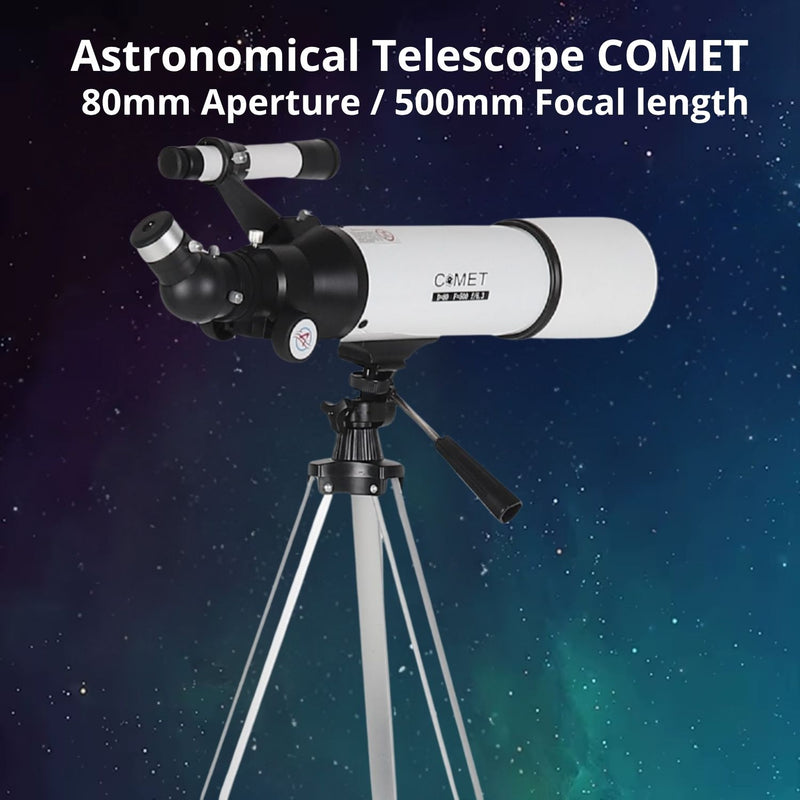 Telescopio Astronómico Profesional 80mm con Trípode Ajustable de Aluminio para Observación del Espacio. Distancia 500mm  Alta Potencia