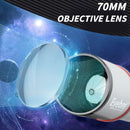 Telescopio Astronómico Apertura 70mm y distancia Focal 600mm con Trípode Profesional y Lentes Intercambiables para observación del Espacio. Alta Potencia.