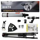 Telescopio Astronómico Apertura 70mm y distancia Focal 600mm con Trípode Profesional y Lentes Intercambiables para observación del Espacio. Alta Potencia.