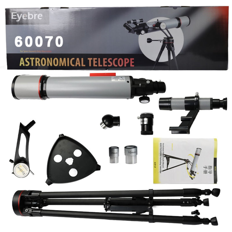 Telescopio Astronómico Apertura 70mm y distancia Focal 600mm con Trípode Profesional y Lentes Intercambiables para observación del Espacio. Alta Potencia.