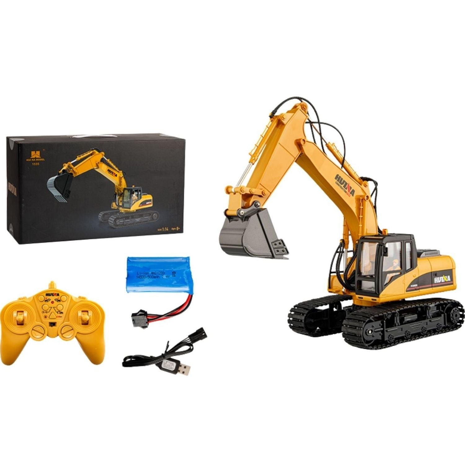 Tractor Excavadora de Juguete con Control Remoto para Niños, 25x17cm Metal y Plástico Resistente.