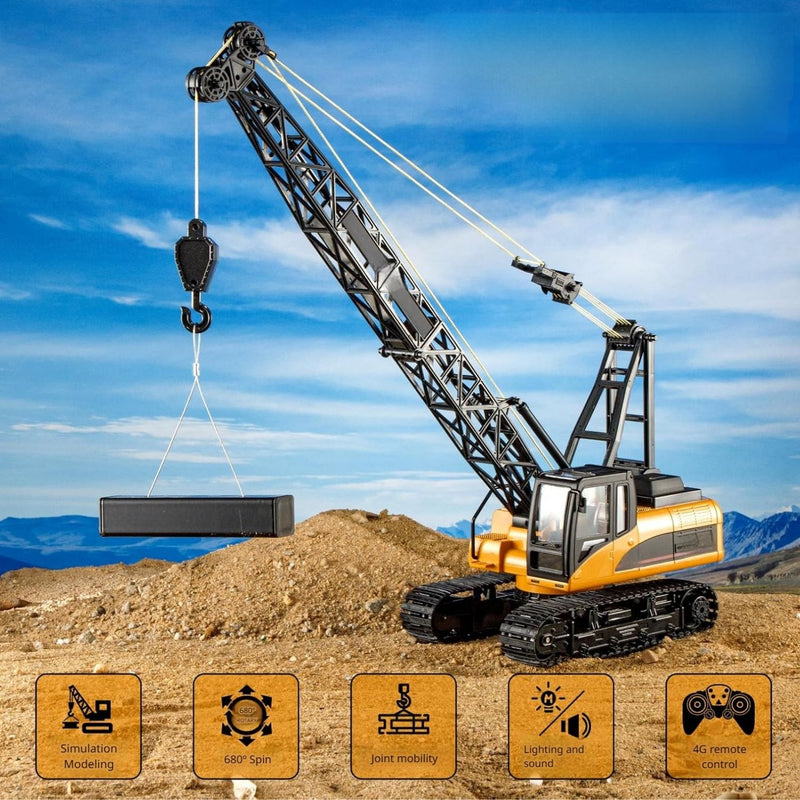 Grúa de Juguete con Control Remoto para Niños 25x17x66cm de Hierro y Plástico. Modelo Realista