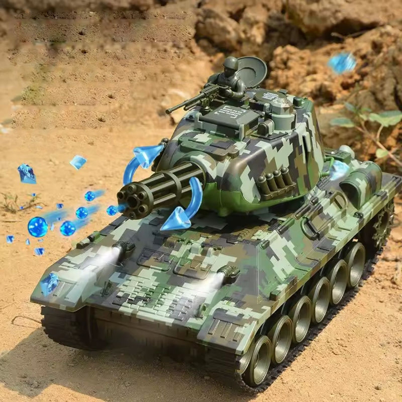 Tanque de Guerra de Camuflaje Militar a Control Remoto con Luz, Sonido y Bombas de Agua 47cm Juguete para Niños