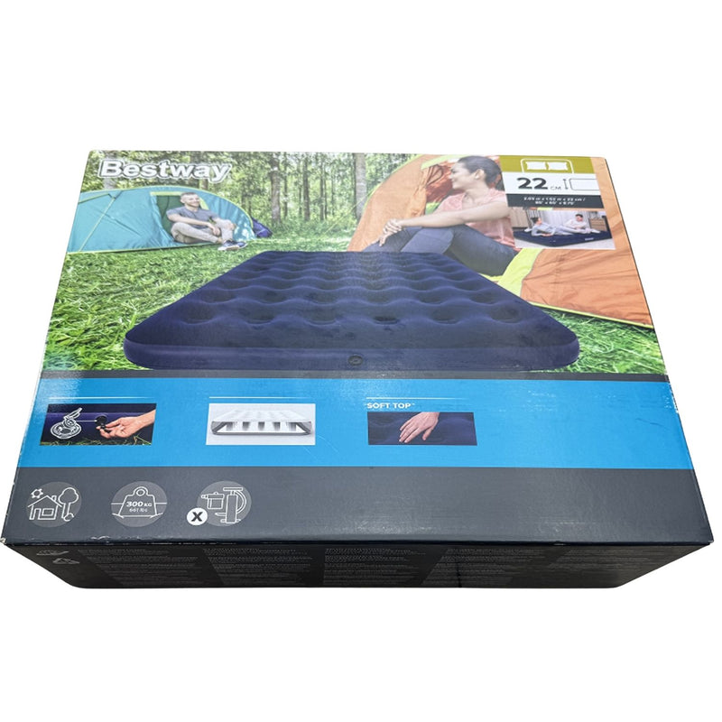 Colchón Inflable Queen 203x152x22cm con PVC Flocado y Válvula de Tapón, Ideal para Camping y Visitas