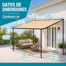 Tolda Inclinada de 3.56 x 2.96 m.  Techo Cobertizo con Estructura de Hierro Desmontable, Techo Impermeable y Protección UV 30+.
