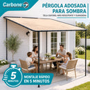 Tolda Inclinada de 3.56 x 2.96 m.  Techo Cobertizo con Estructura de Hierro Desmontable, Techo Impermeable y Protección UV 30+.
