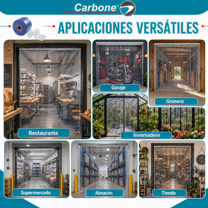Cortina tiras lamas PVC Transparente con Estriase  (20cm x 50mts) en Rollo de 164 Ft  Para Bodegas, Talleres y Divisiones