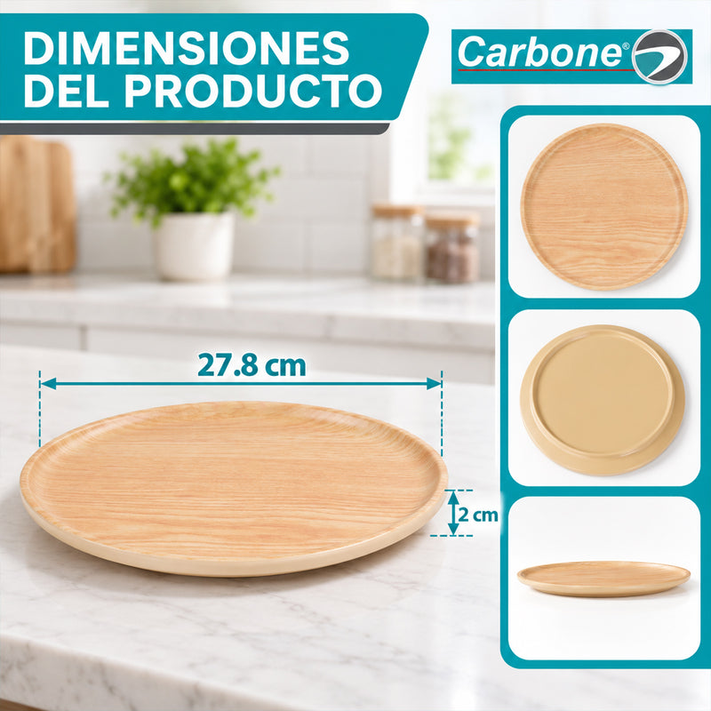 Plato de Melamina de 11" (27.8cm). Diseño Redondo para Platos Principales, Ensaladas, Pastas y Acompañamientos.
