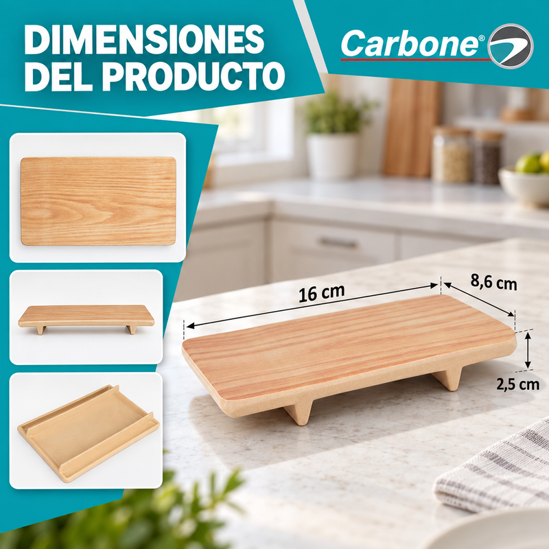 Bandeja Rectangular para Aperitivos de 16cm. Tabla de Madera para Quesos y Boquitas para Hogar, Restaurante, Cafetería y Hotel (6.2")