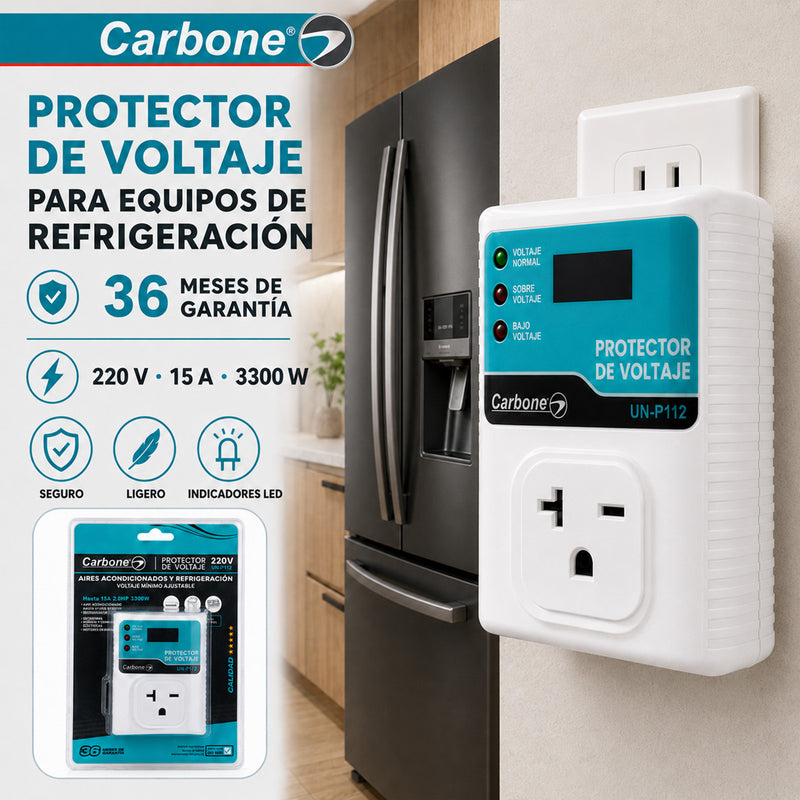 Protector De Voltaje 120V - 50/60Hz.Corriente 15A. Para Aires Acondicionados y Equipos de Refrigeración con Retardo 180Seg (3Min)