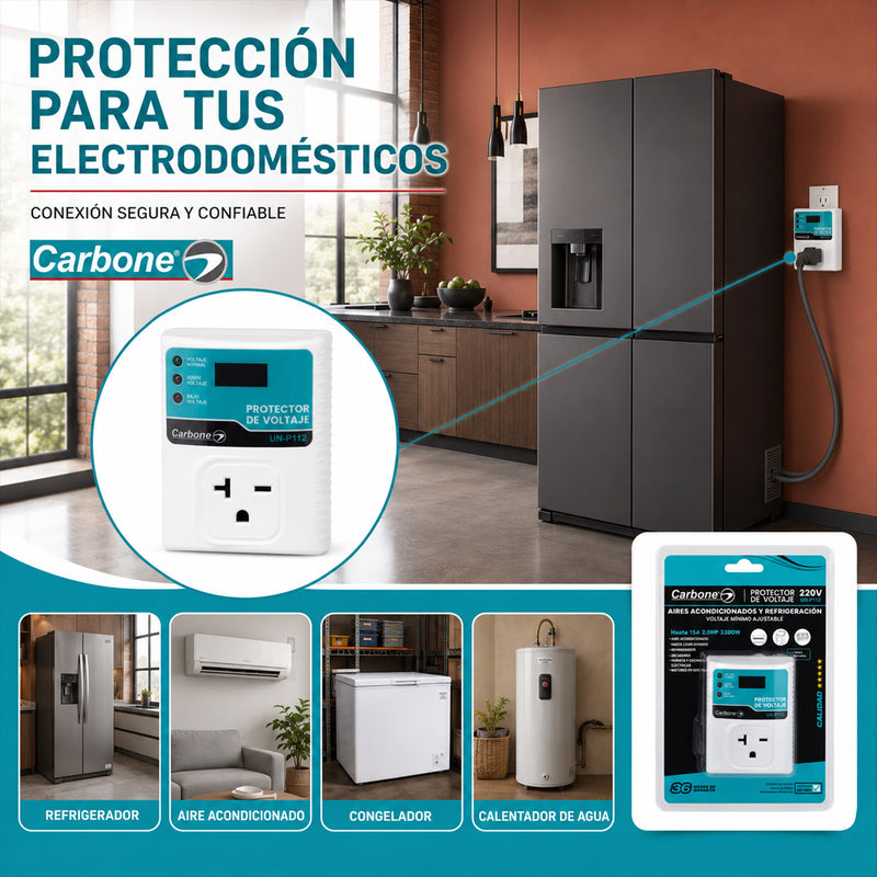 Protector De Voltaje 120V - 50/60Hz.Corriente 15A. Para Aires Acondicionados y Equipos de Refrigeración con Retardo 180Seg (3Min)