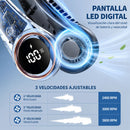 Abanico Portátil de Cuello Recargable USB Sin Aspas 360°. Ventilador Manos Libres de 3 Velocidades 4000 mAh y Display LED. Color Negro