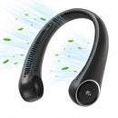 Abanico Portátil de Cuello Recargable USB Sin Aspas 360°. Ventilador Manos Libres de 3 Velocidades 4000 mAh y Display LED. Color Negro