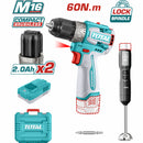 Drill Taladro Inalámbrico 16V 60N.m. 2000 rpm y Batidora de Mano 100W 5 Veloc. Incluye Batería y Cargador. Pocas Unidades. Combo Total