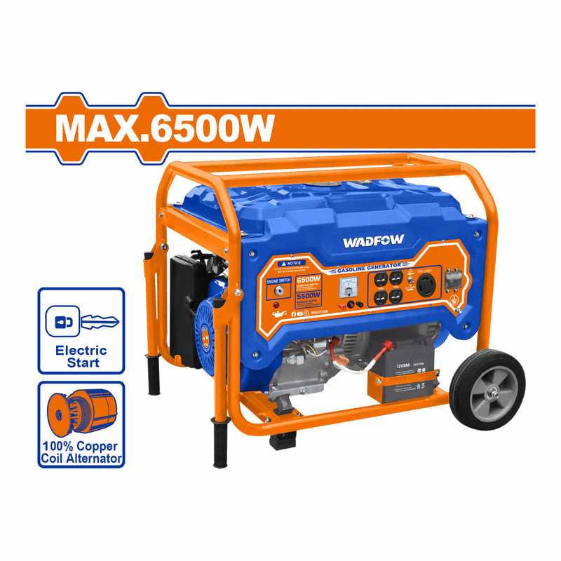 Generador a Gasolina 6500W 110-120V Frec. salida: 60Hz. Veloc. Nominal: 3600rpm. Motor: 4 tiempos. Planta