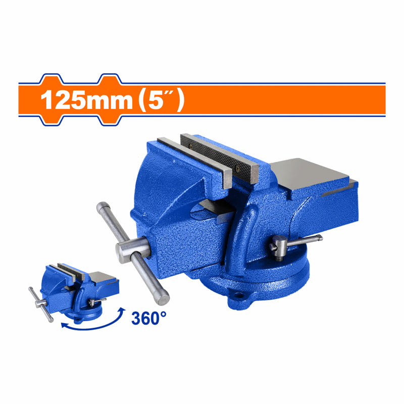 Prensa de Banco de 5" Base giratoria 360º. Con Yunque, 7.5Kg. Hierro fundido.