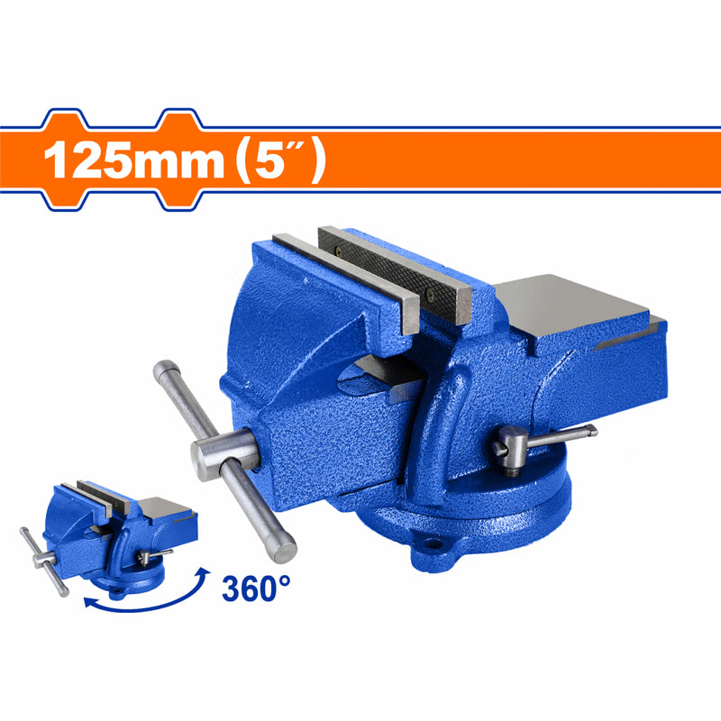 Prensa de Banco de 5" Base giratoria 360º. Con Yunque, 7.5Kg. Hierro fundido.