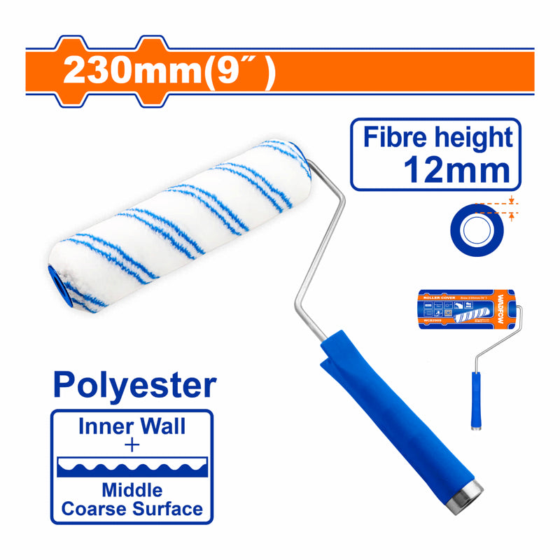 Rodillo para pintar 9" Paredes internas. Altura de la fibra:12mm. Poliéster.