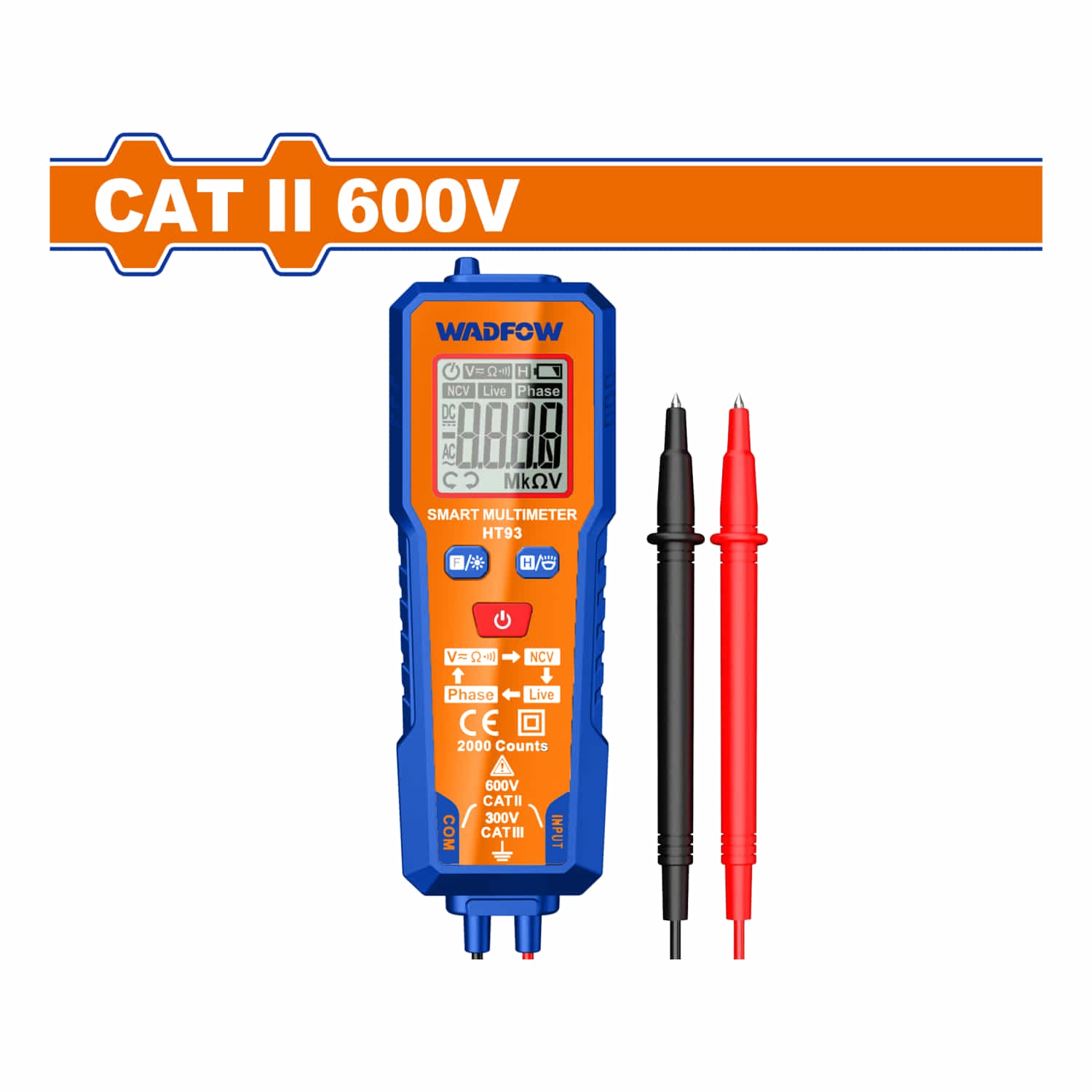 Multímetro Digital 2000 Dígitos. CAT II 600V. Función Inteligente. Ran