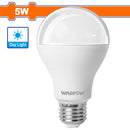 Bombillo LED de 5W 6500K 100-240V~50/60Hz. Luz Diurna. 15000 horas. 450 Lumens. Base E27.