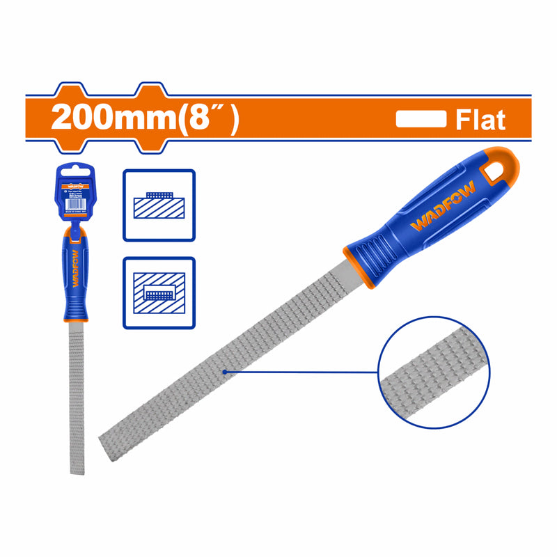 Lima Plana Para Madera. 200mm. Acero al carbono. Escofina plana.