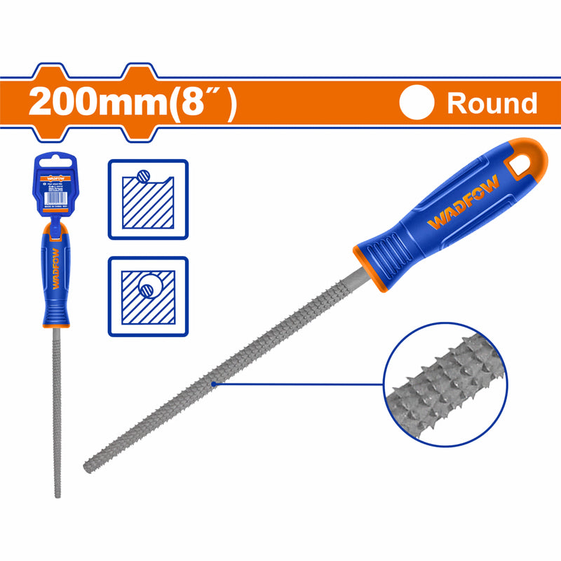 Lima Redonda Para Madera. 200mm. Acero al carbono. Escofina redonda.