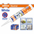 Sellador de Silicón Neutral Blanco 300ml. Resistente al moho. Tiempo de curado: 20H.