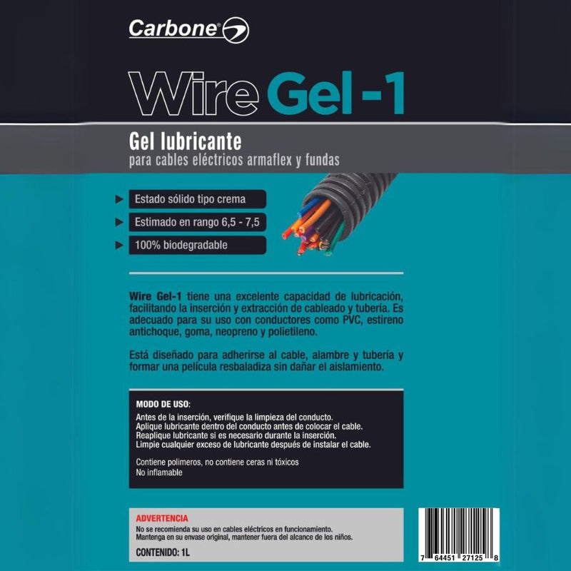 Gel lubricante para alambres o cables eléctricos. WireGel-1 de 1 Litro.