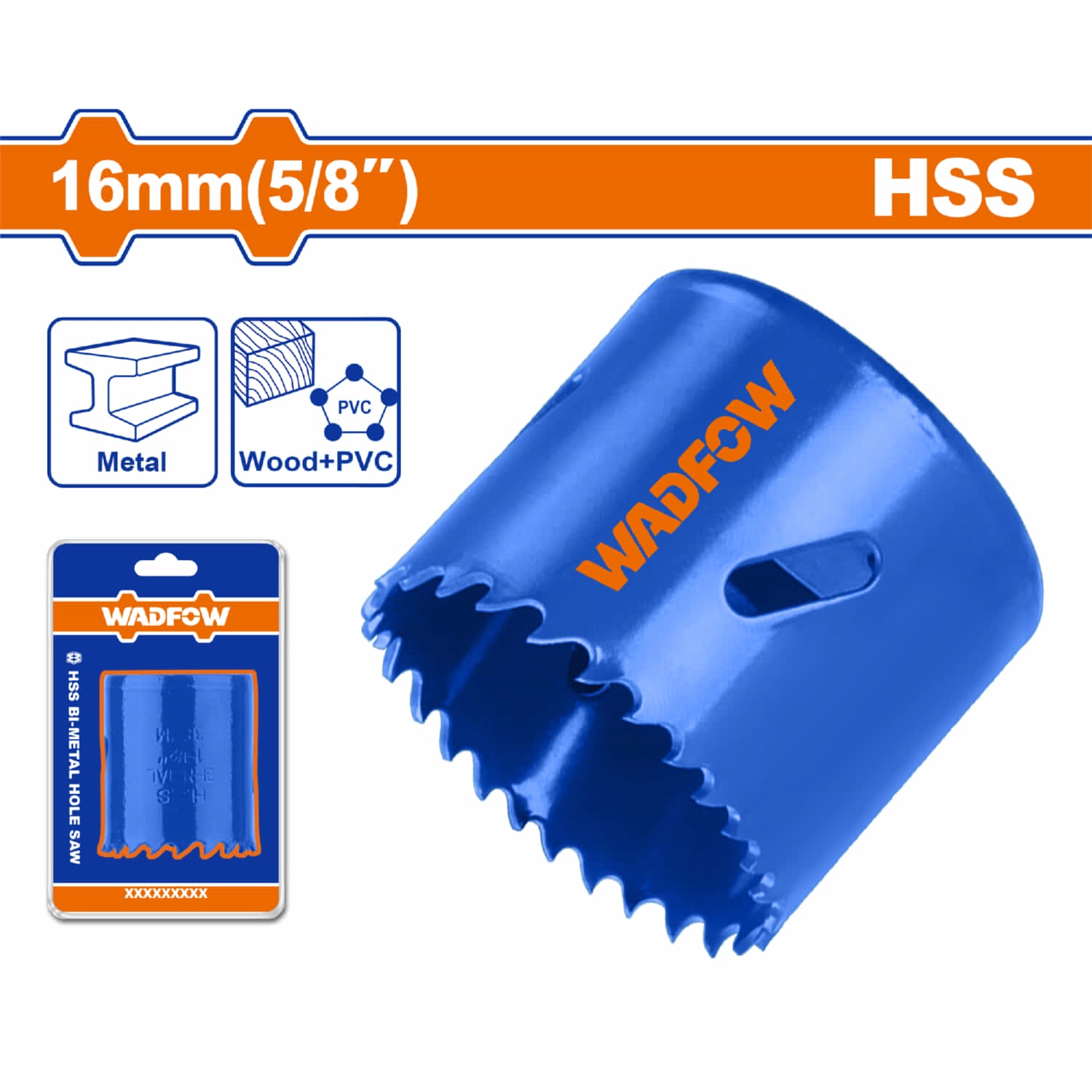 Brocas cilíndricas HSS M3 Bi-Metal, dientes 4-6TPI.  Profundidad de corte:38mm(1-1/2")