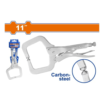 Alicate de presión 11" Tipo C abrazadera cabeza fija. HRC38°-HRC48° Acabado niquelado. Pinza de presión tipo C