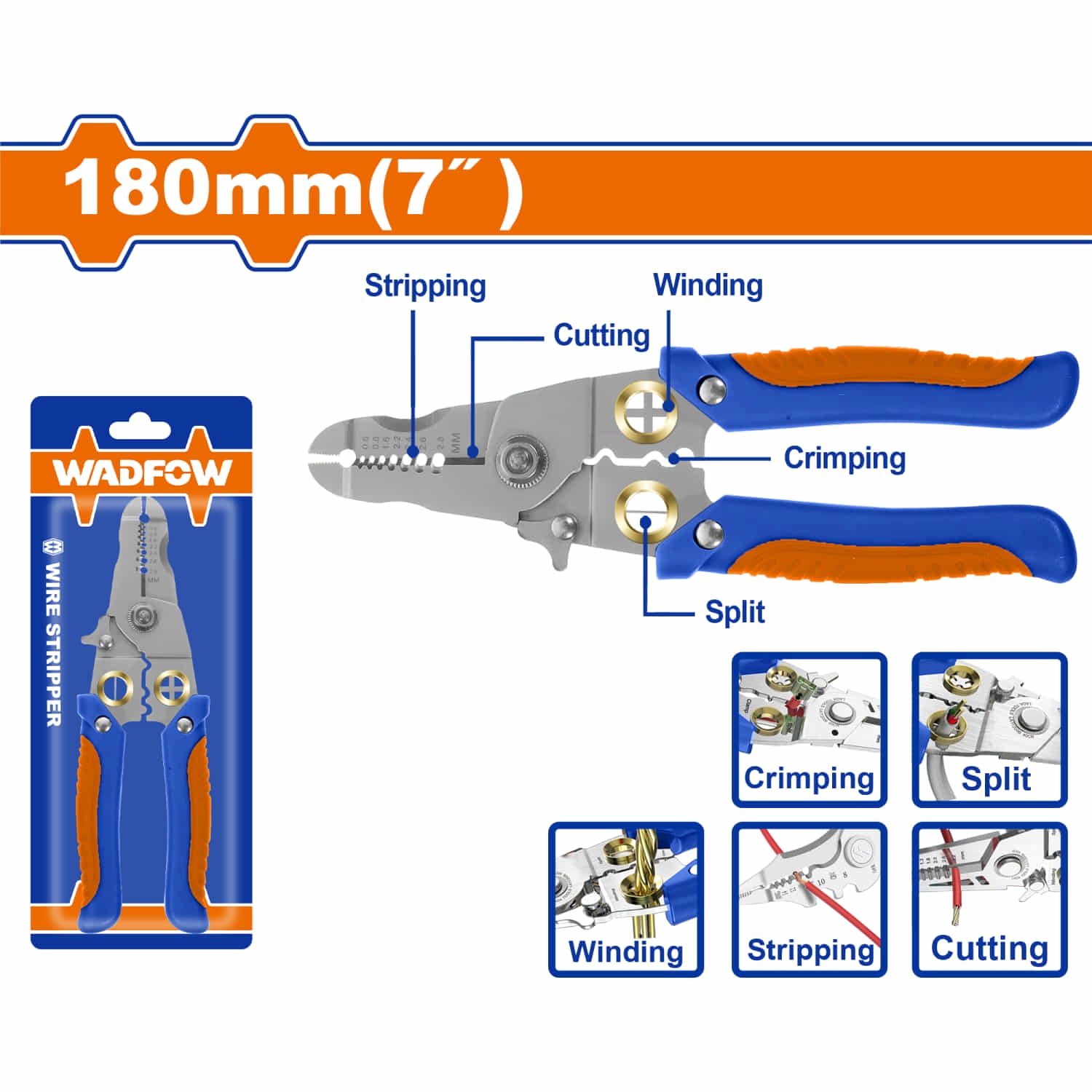 Pinza Pelacables 7" para cables eléctricos. Corta cables electricos