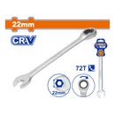 Llave combinada con Ratchet 22mm. Long 287mm.  Cr-V Acabado Mate 72 dientes.