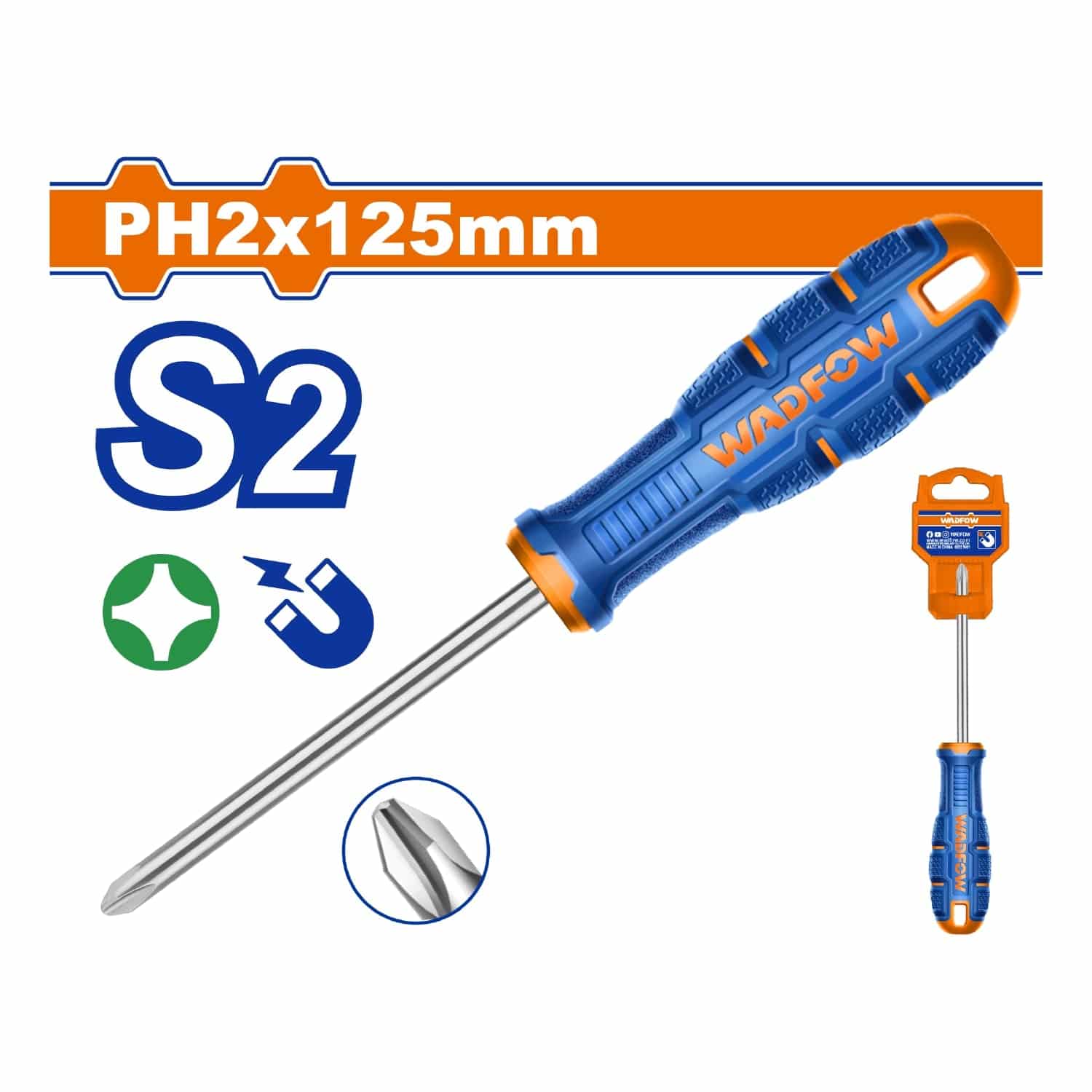 Destornillador Phillips 6X125mm Material De La Hoja: S2 Tipo De Punta: Phillips PH2 Magnético