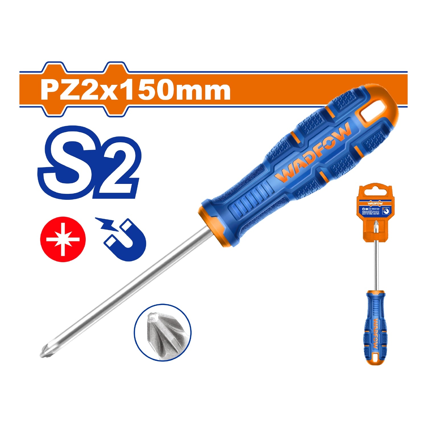 Destornillador Pozidriv 6x150mm Material de la hoja: S2 Tipo de punta: Pozidriv PZ2 Magnético