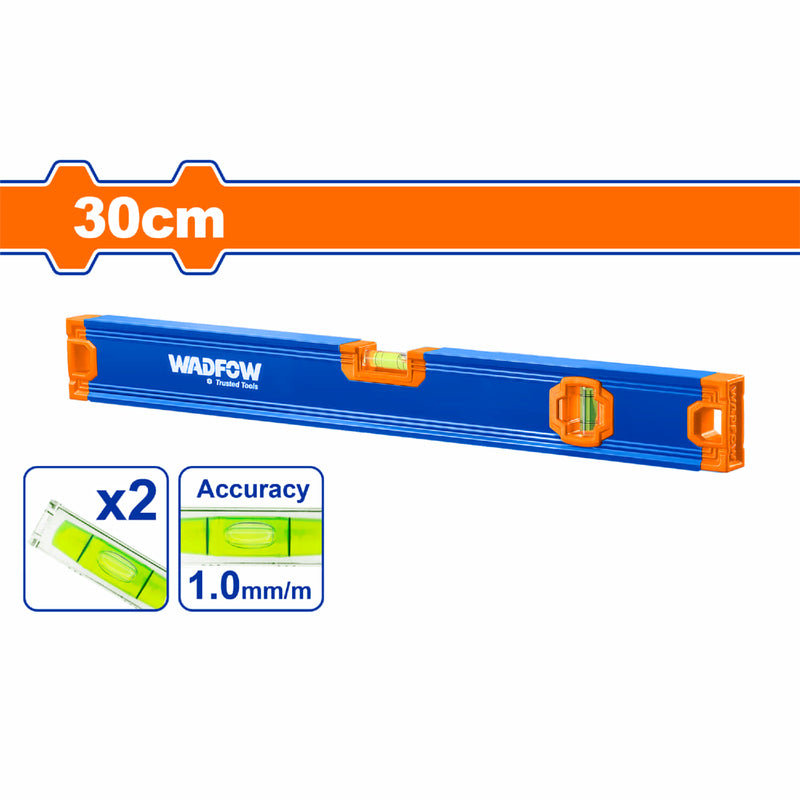 Nivel de Burbuja de 30cm. Espesor de aluminio:1mm. Alta calidad. Alta precisión. 2 cápsulas.