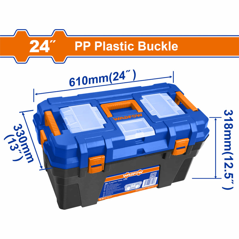 Caja de Herramientas 24" de Plástico  610mm(24")x330mm(13")x318mm(12.5") Carga Máx: 22Kg. Organizador de Herramientas.