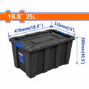 Caja plastica Contenedor de almacenamiento plástico 25L. 470x335x265mm. Hebilla de plástico. Peso: 1100g.