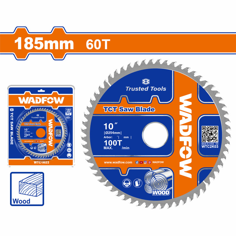 Disco De Corte Sierra TCT 7-1/4" 60T Anillo Reductor 16mm Corte De Madera. Ideal Sierra Circular.