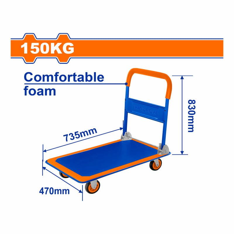 Carretilla de Plataforma Plegable de Carga para 150Kg. Mango de Acero con espuma Ergonómica. Carreton con ruedas