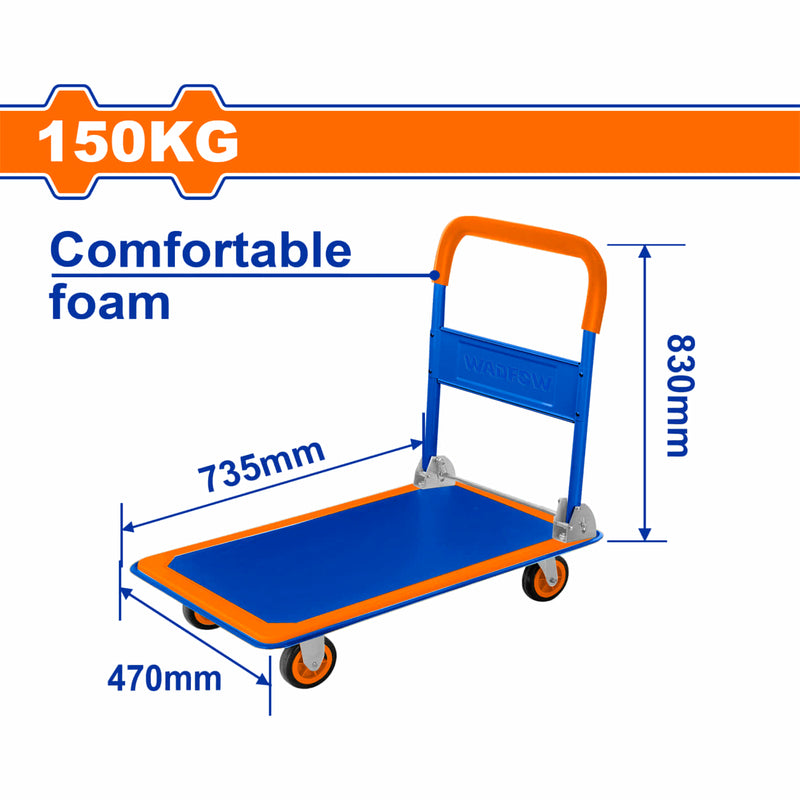 Carretilla de Plataforma Plegable de Carga para 150Kg. Mango de Acero con espuma Ergonómica. Carreton con ruedas