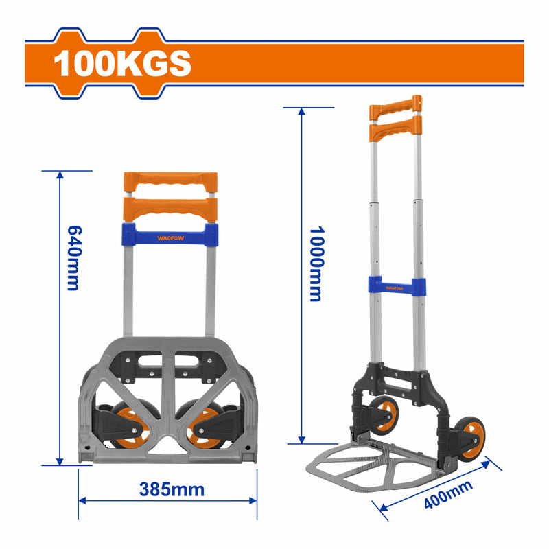 Carretilla de Carga Plegable 100Kgs. Extendido: 400x385x1000mm. Plegado: 60x385x640mm Incluye cuerda elástica. Trolley carga.