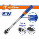 Torquímetro 1/2" 60-330N.M Cr-V. Liberación rápida. Cr-Mo. Long: 565mm. Tolerancia de torque: ±4%