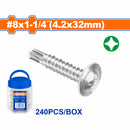 Tornillo punta de broca. 8x1-1/4" Phillips. Autoperforante. Acabado Zincado. (240pzs).